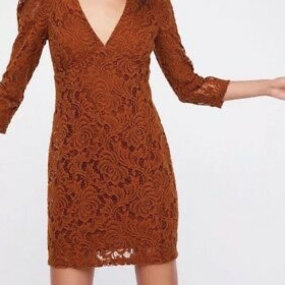 FREE PEOPLE NWT Bronze Lace Long Sleeve Mi…